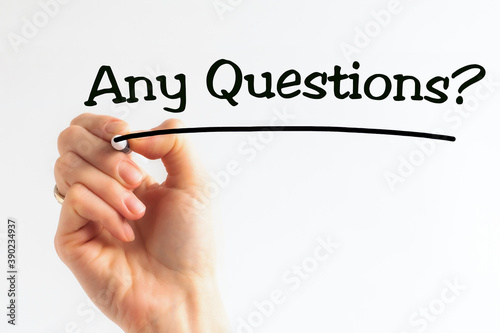 Принти на полотні Hand writing inscription Any Questions with marker, concept, stock image