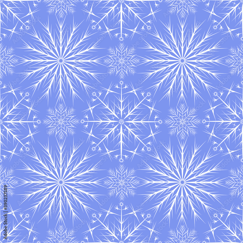 Seamless pattern with snowflakes. Winter endless background with fragile different crystals.Christmas and New Year festive decor.Vector illustration Seamless pattern with snowflakes. Winter endless background with fragile different crystals.Christmas and New Year festive decor.Vector illustration