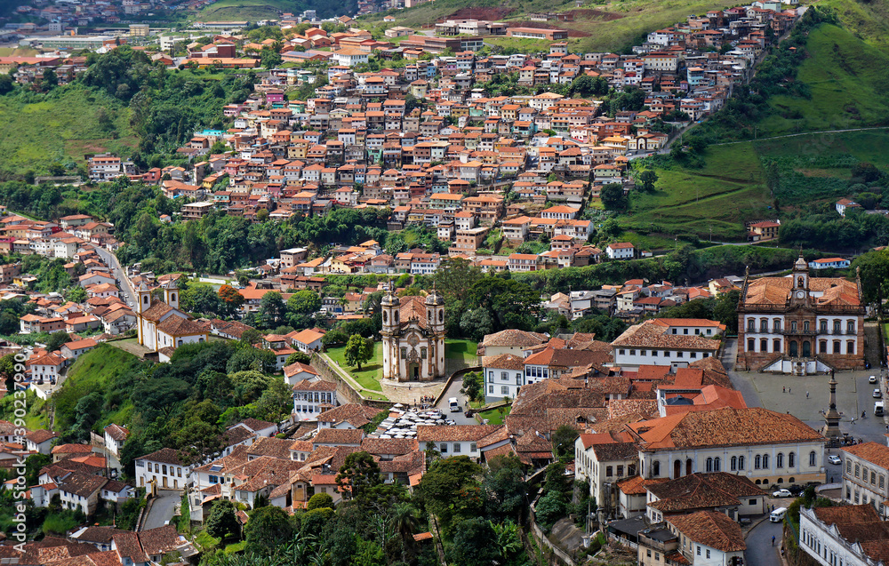Partial view of Ouro Preto, historical city in Brazil