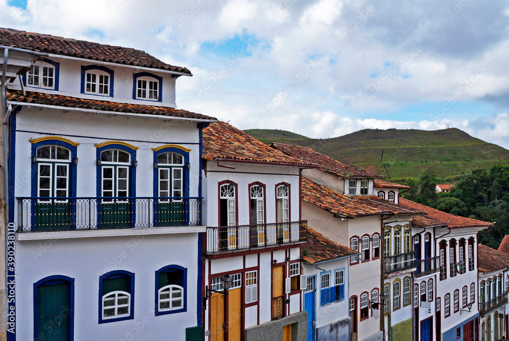 Ancient street in historical city of Ouro Preto, Brazil