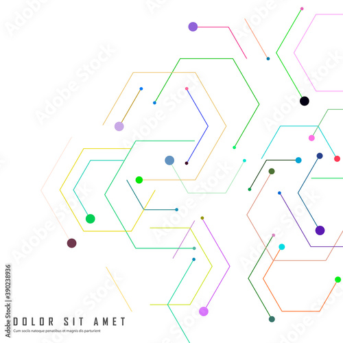 Hexagon connect pattern. Biology, science background. Circle shape. Vector design. Information technology