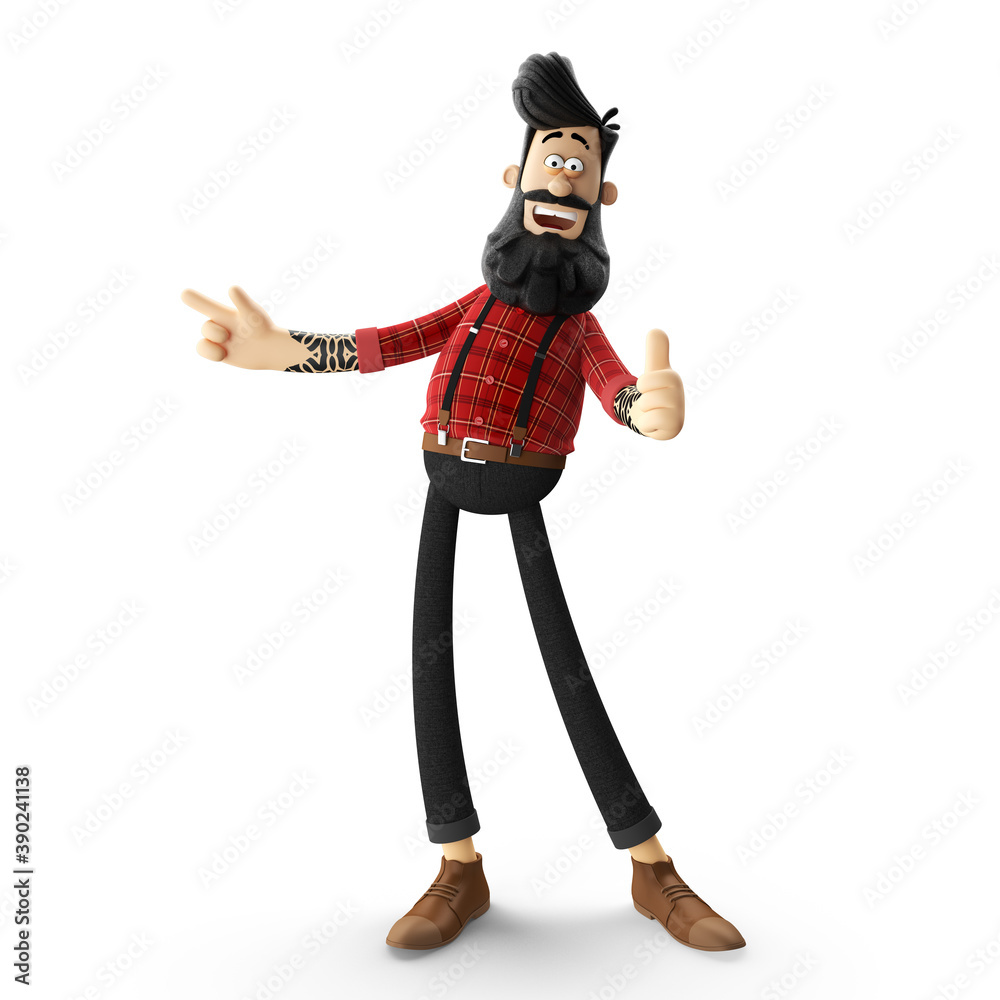 3d illustration of young hipster man isolated 3d illustration of young hipster man isolated
