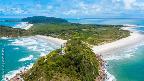 Fototapeta Naklejka Na Ścianę i Meble -  Ilha do Mel - Paraná. Panoramic aerial view of Ilha do Mel and its beaches