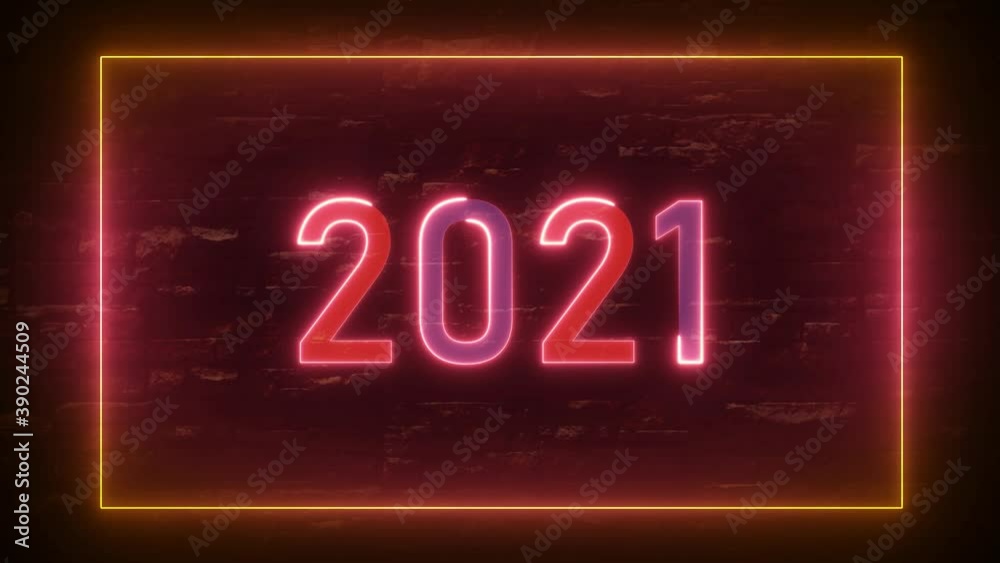in led frame. 2021. new year. Neon light and flashing led lights abstract background 4K video. in led frame. 2021. new year. Neon light and flashing led lights abstract background 4K video.