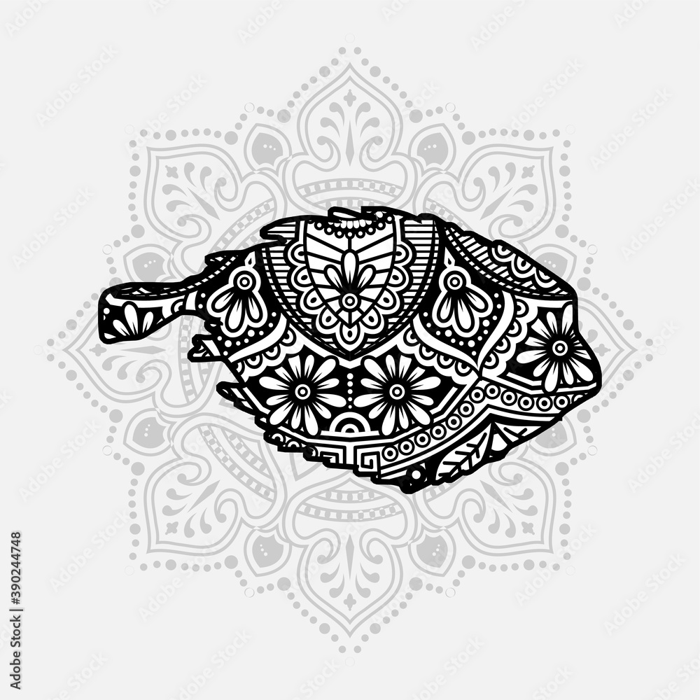 Vector illustration of a Fish mandala for coloring book. Fish Mandala for Silhouette Cameo and Cricut.