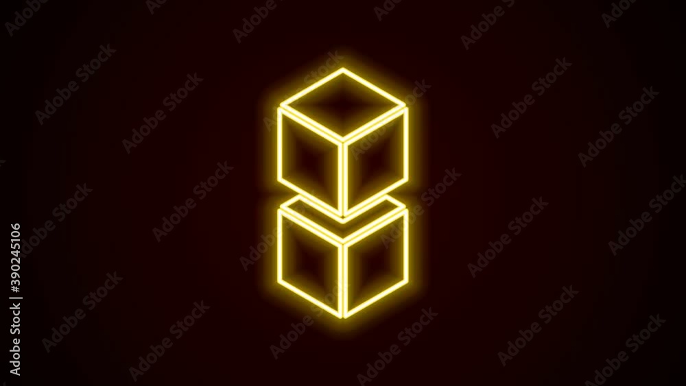 Glowing neon line Blockchain technology icon isolated on black background. Cryptocurrency data. Abstract geometric block chain network technology business. 4K Video motion graphic animation Glowing neon line Blockchain technology icon isolated on black background. Cryptocurrency data. Abstract geometric block chain network technology business. 4K Video motion graphic animation