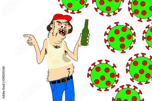 Fat Ignorant Redneck Coronavirus Illustration
