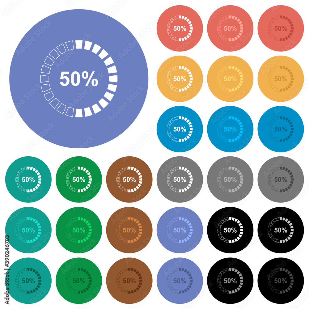 50 percent loaded round flat multi colored icons 50 percent loaded round flat multi colored icons