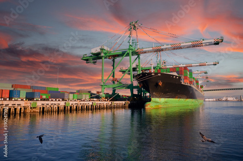 Containers, cranes and dock...