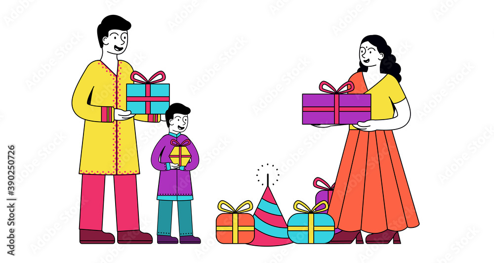 indian-family-giving-gifts-each-other-on-diwali-festival-the-festival