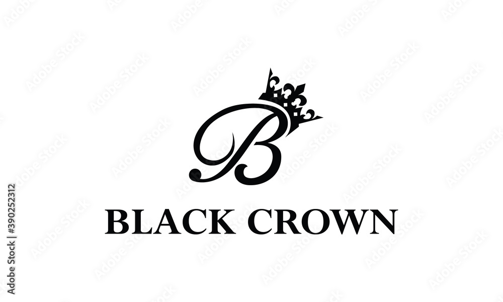 Black Crown And Letter B Vector Logo Design Template Stock Vector ...
