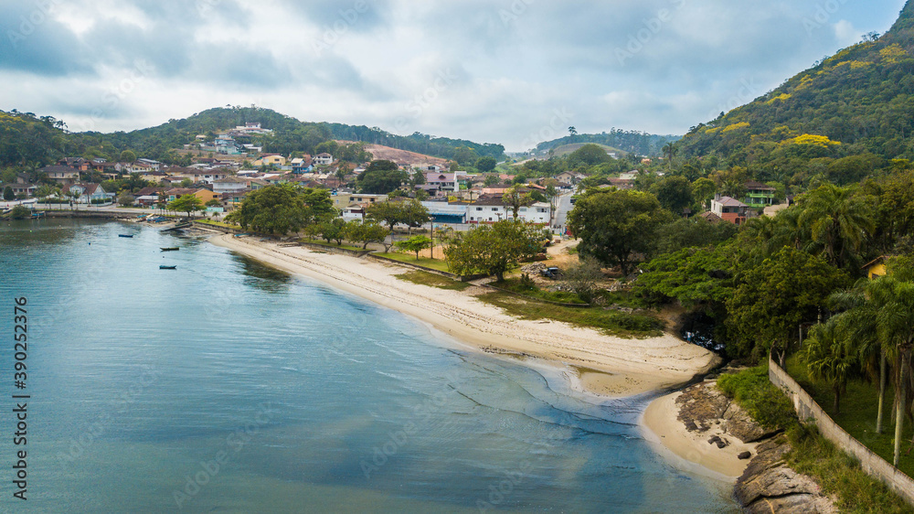 Aerial view of Paulas beach in São Francisco do Sul, Santa Catarina
