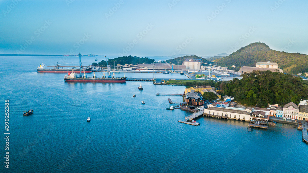 Aerial view of the port of São Francisco do Sul, Santa Catarina