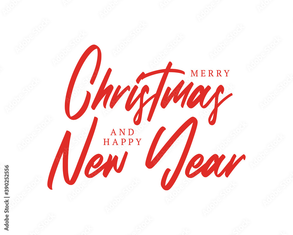 Merry Christmas and Happy new year lettering. Vector typography lettering isolated on white background