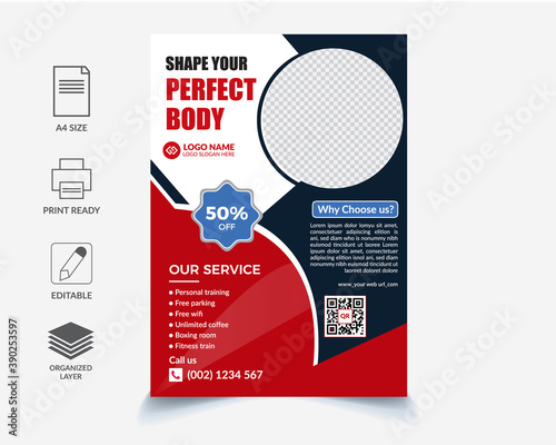 Fitness Gym Flyer Template Vector EPS, Editable Flyer Template