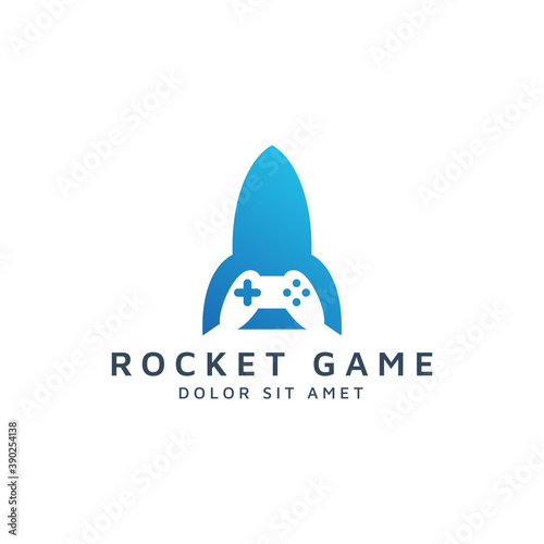 rocket game negative space logo design
