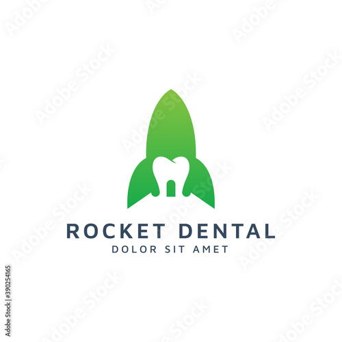 rocket dental negative space logo design