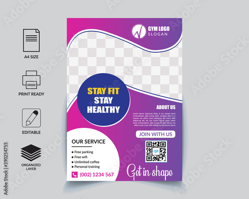 Fitness Gym Flyer Template Vector EPS, Editable Flyer Template