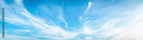 Photography Panoramic blue sky with white clouds on a bright sunny day for nature landscape