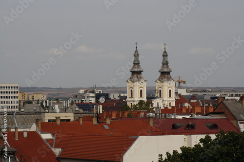 The church of Miskolc and the cityscape from the outlook of Avas photo