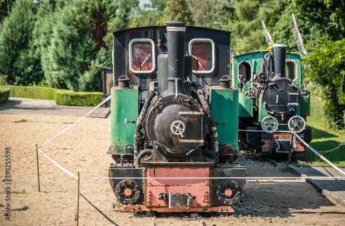Old disused narrow gauge trains in the museum in Wenecja in Poland