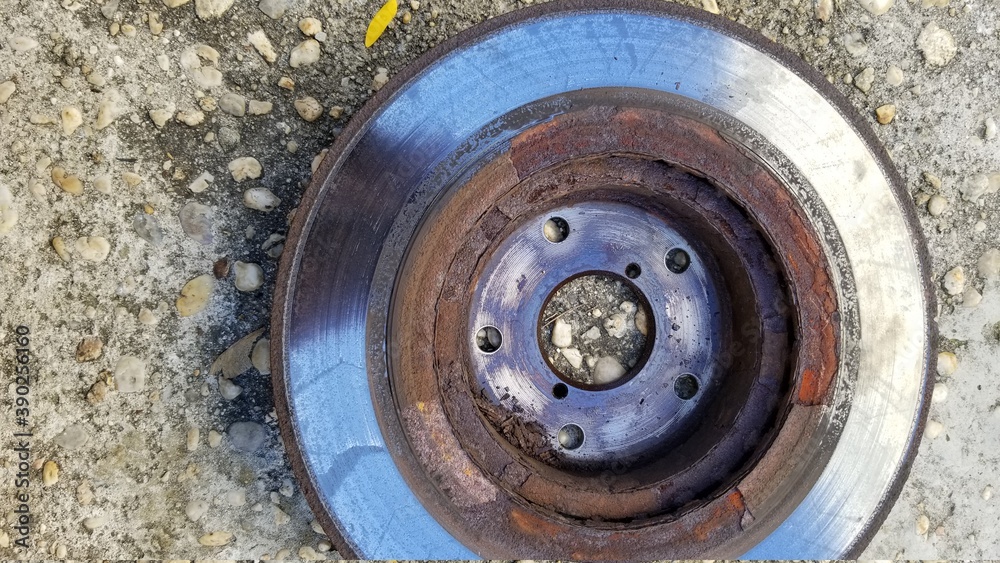 close up of rusty rotor