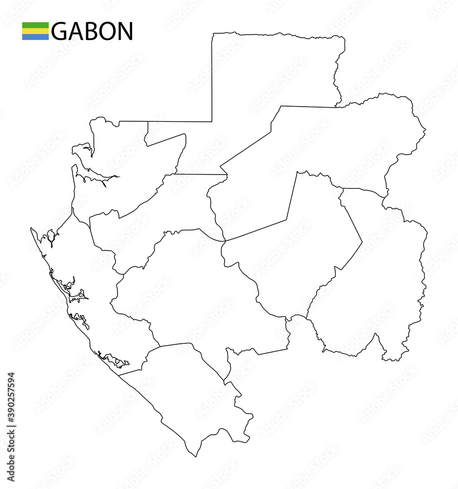 Gabon map, black and white detailed outline regions of the country. Vector illustration