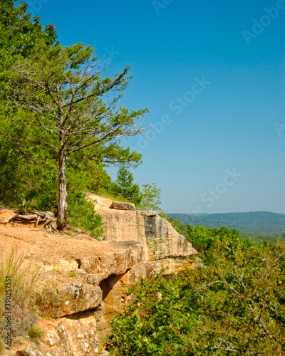 Scenic overlook along a hiking trail at Devils Den state park.