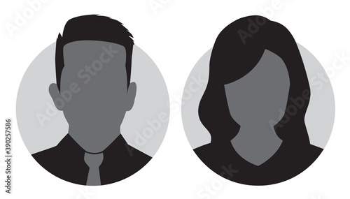 Avatar profile icon set including male and female.
