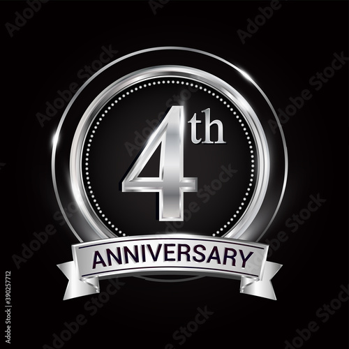 4th silver anniversary logo with ribbon and ring