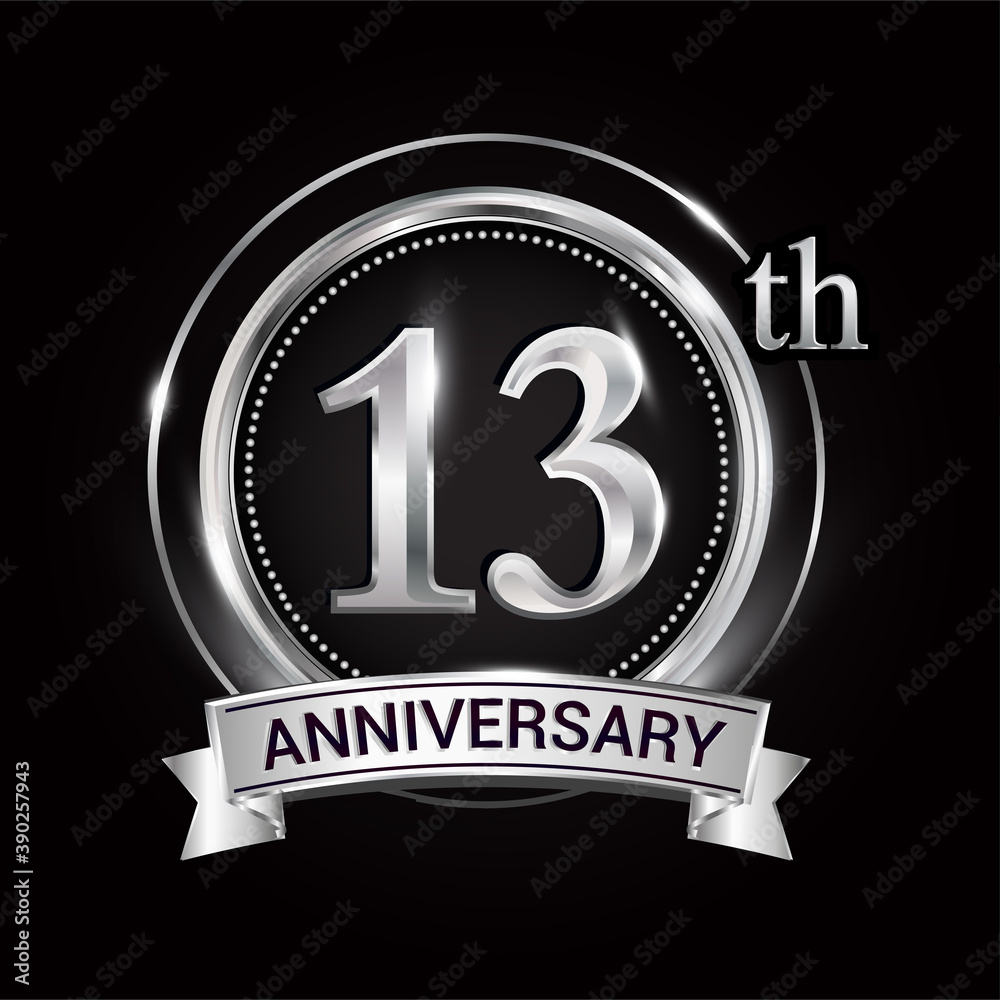 13th silver anniversary logo with ribbon and ring 13th silver anniversary logo with ribbon and ring