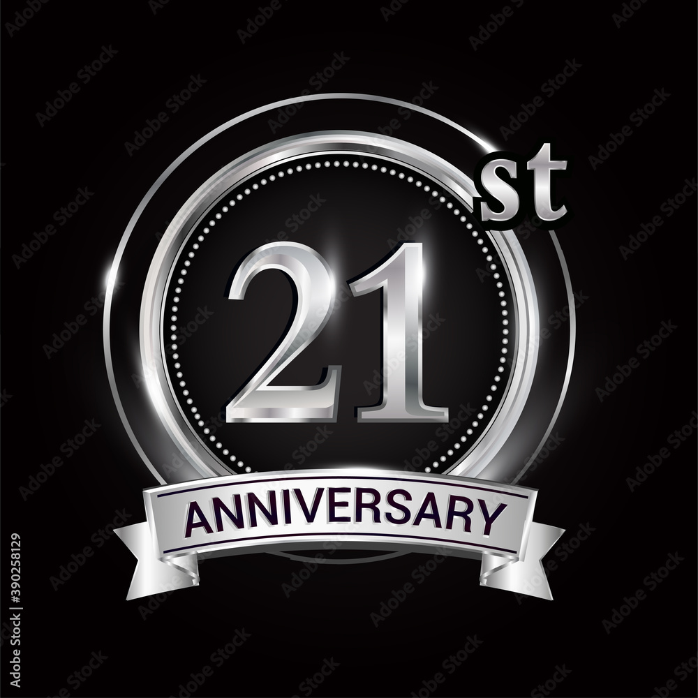 21st silver anniversary logo with ribbon and ring 21st silver anniversary logo with ribbon and ring