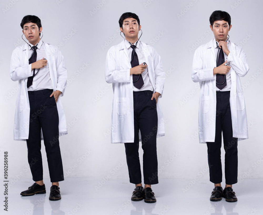 Young Doctor wear glasses, stethoscope and chart, profile isolated Young Doctor wear glasses, stethoscope and chart, profile isolated