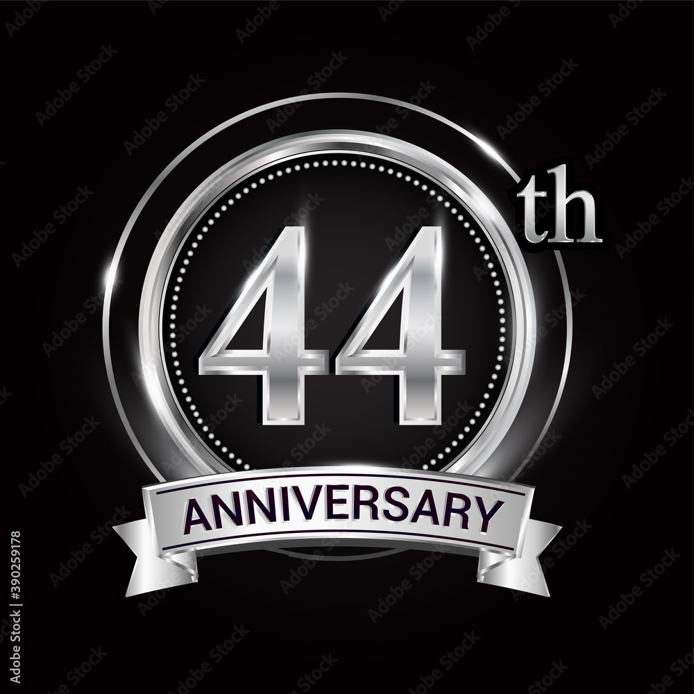44th silver anniversary logo with ribbon and ring 44th silver anniversary logo with ribbon and ring