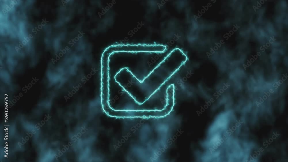 Stop motion. The blue check mark icon gradually increases and changes ...