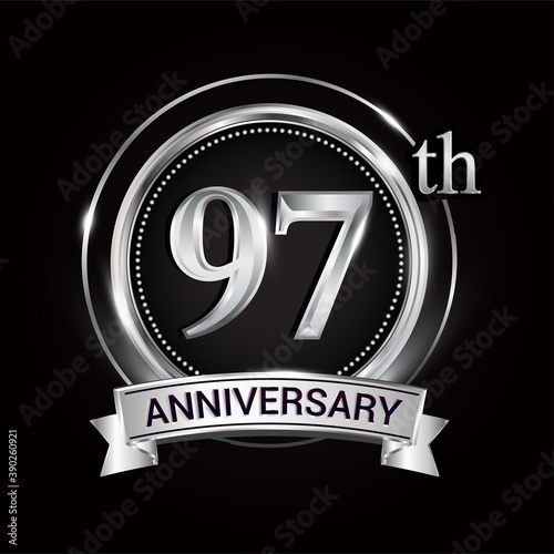 97th silver anniversary logo with ribbon and ring