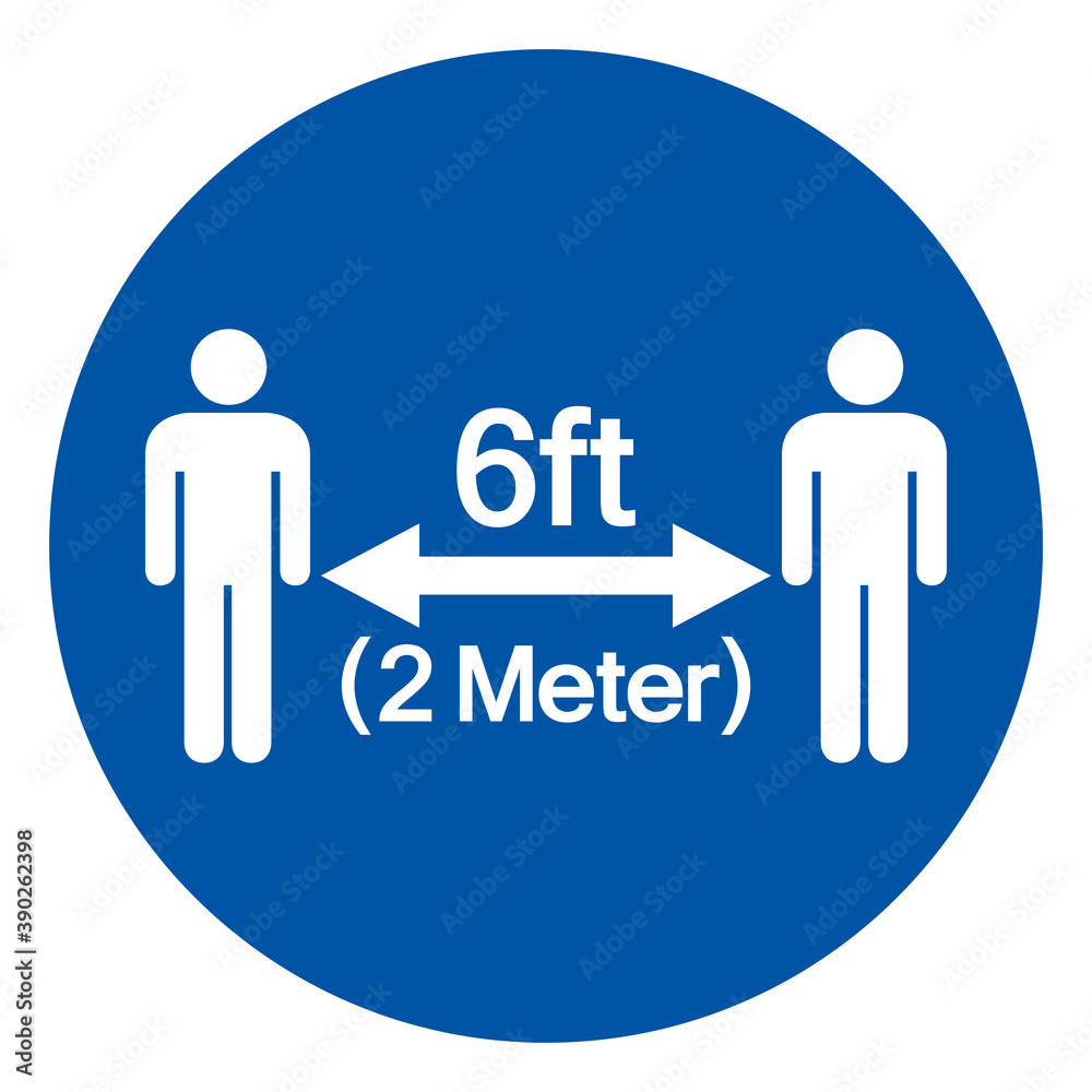Keep Your Distance 6ft Observe Social Distance Guidance Symbol, Vector Illustration, Isolated On White Background Label. EPS10 Keep Your Distance 6ft Observe Social Distance Guidance Symbol, Vector Illustration, Isolated On White Background Label. EPS10