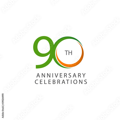 90 Th Anniversary Celebration Retro Vector Template Design Illustration