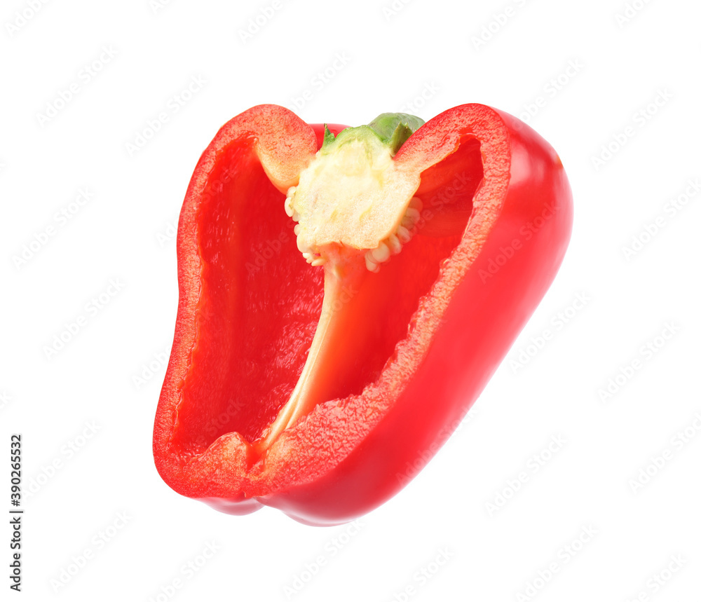 Half of red bell pepper isolated on white Half of red bell pepper isolated on white
