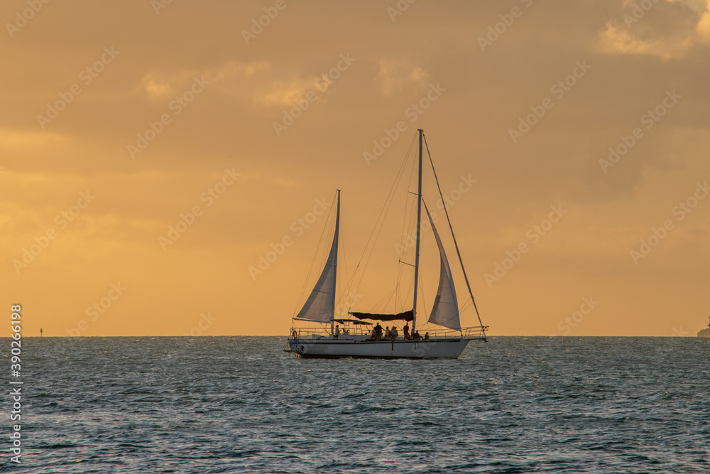 Sailboat sailing at Sunset