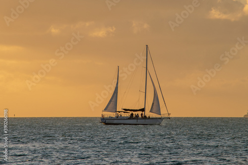 Sailboat sailing at Sunset
