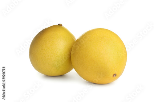 Fresh exotic pomelo fruits isolated on white