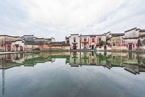 Winter scenery of moon marsh in Hongcun Village, Yi County, Anhui, China photo