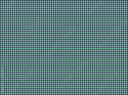 Purple Green Honeycomb Pattern Weave Background. Intersecting striped horizontal and vertical strips in colorful green and mauve are overlaid with an abstract beehive pattern to create a woven basketw