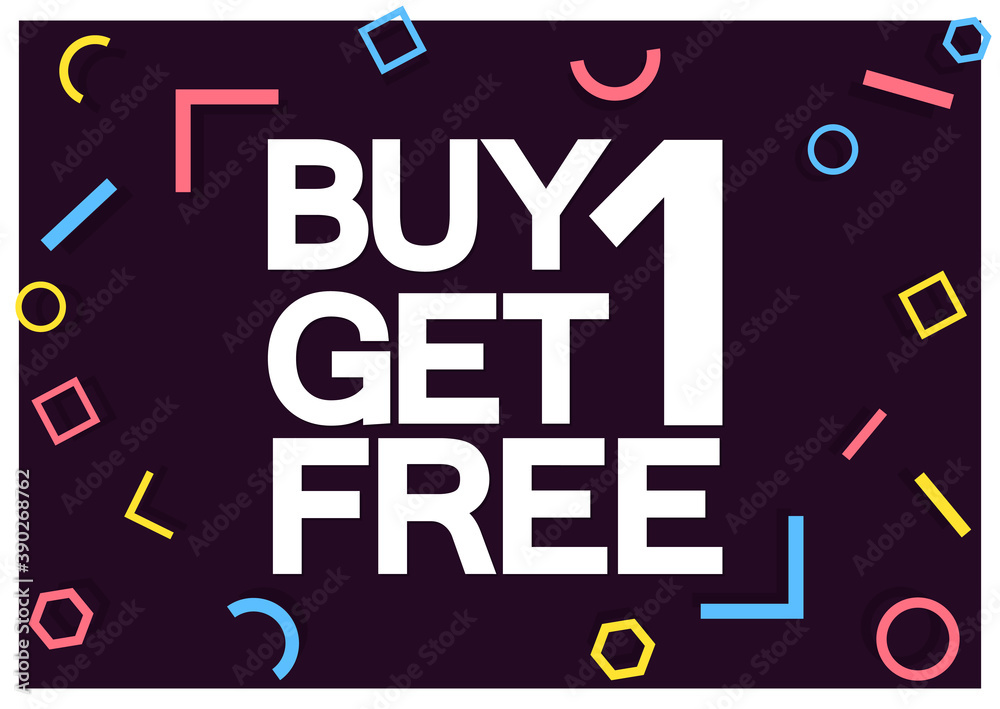 Plakat Buy 1 Get 1 Free, Sale poster design template, season offer banner, vector illustration