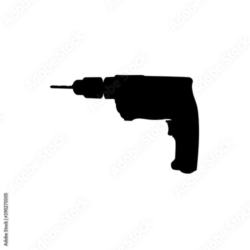 Drill icon on white background. Silhouette vector design. 