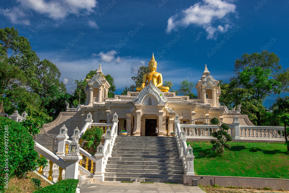 background of important religious sites in Ubon Ratchathani province of Thailand,with ancient pagodas and beautiful churches,for future generations to study the history(Wat Sa Prasan Suk)
