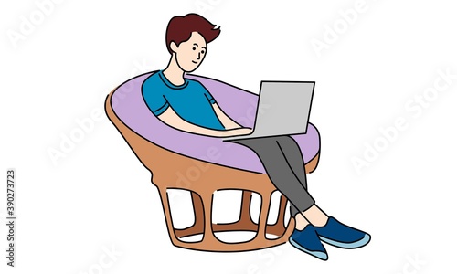 Freelancer working remotely from home. Freelance concept