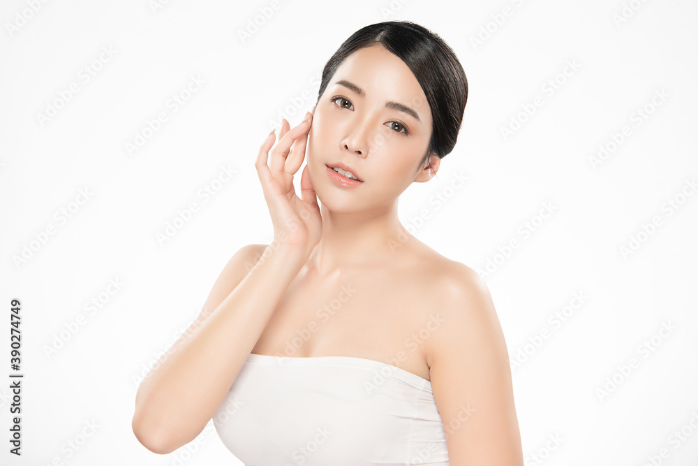 Beautiful young asian woman with clean fresh skin on white background, Face care, Facial treatment, Cosmetology, beauty and spa, Asian women portrait Beautiful young asian woman with clean fresh skin on white background, Face care, Facial treatment, Cosmetology, beauty and spa, Asian women portrait