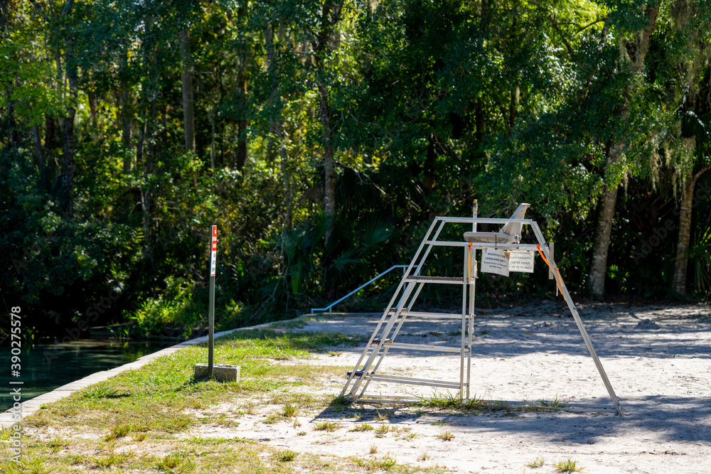 Lifeguard chair at Alexander Springs Ocala National Forest Florida USA Lifeguard chair at Alexander Springs Ocala National Forest Florida USA